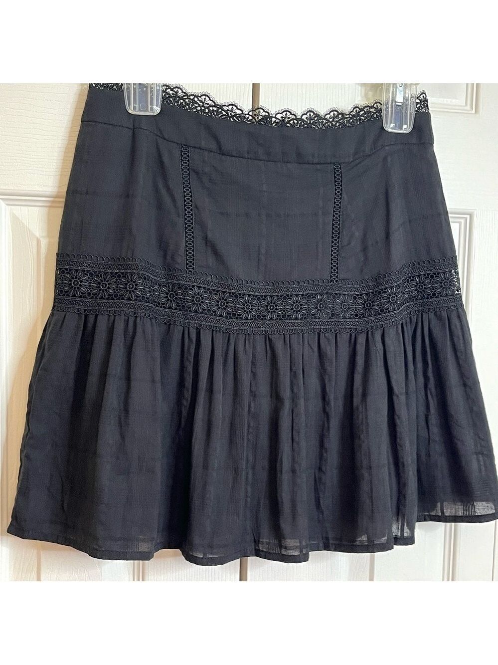 Free People Endless Rose Black Lace Mini Skirt Medium - Picture 3 of 11